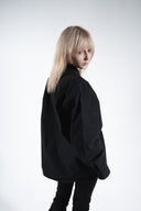 Leather logo patched shirt
